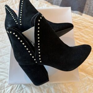Steve Madden Rockstar Black Suede Studded Ankle Boots
